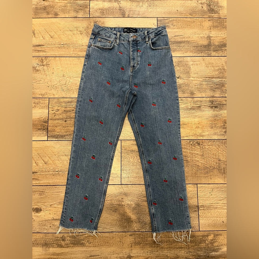 Boden Denim Cherry Embroidered Ankle Jeans